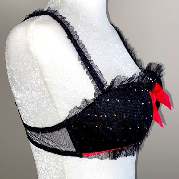 Fredericks of Hollywood tulle & rhinestone bra - Picture 3 of 9